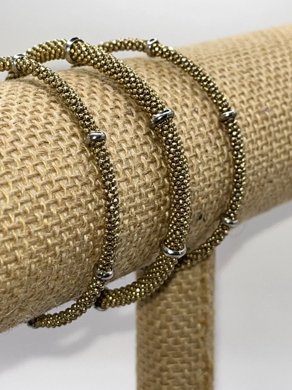 Gold Mesh Tube Bangle Bracelet 925 Italy - Picture 4 of 11